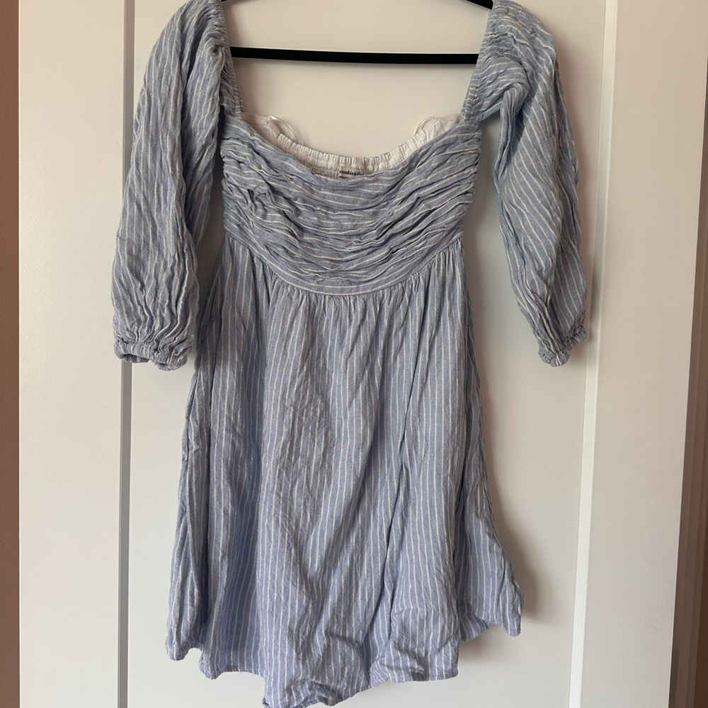 Abercrombie & Fitch Light Blue and White Striped Mini Dress